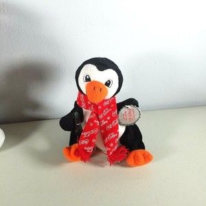 Coca-Cola Coke Penguin Bean Bag Plush Toy With Snowflake Scarf 1998